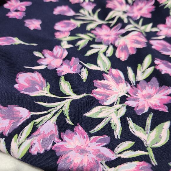 Blair Women Tunic Top Size Small Navy Blue Floral Stretch - Picture 7 of 10